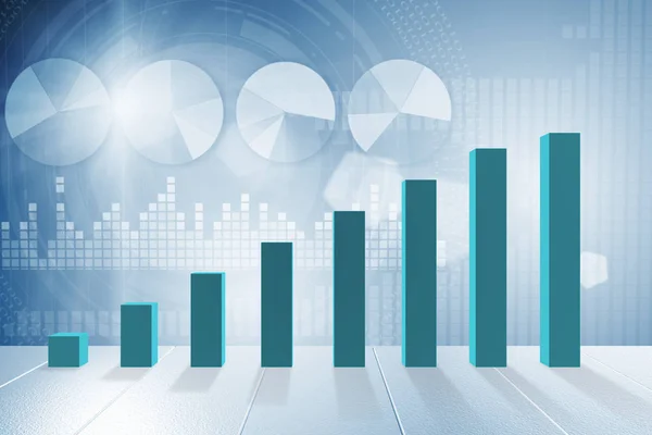 Growing bar charts in economic recovery concept - 3d rendering — Stock Photo, Image