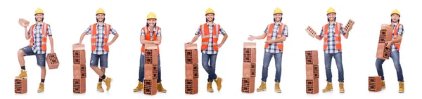 Builder med tegel isolerad på vit — Stockfoto