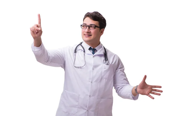 Jovem médico masculino isolado em fundo branco — Fotografia de Stock