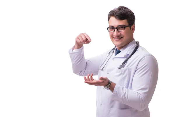 Νεαρός άνδρας γιατρός απομονωμένος σε λευκό φόντο — Φωτογραφία Αρχείου