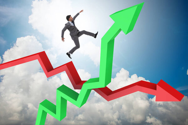 Business concept of both crisis and recovery