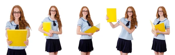 Junge Studentin isoliert auf der weißen Seite — Stockfoto