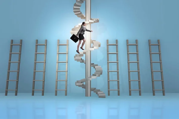 Career progression concept with ladders and staircase — Stock Photo, Image