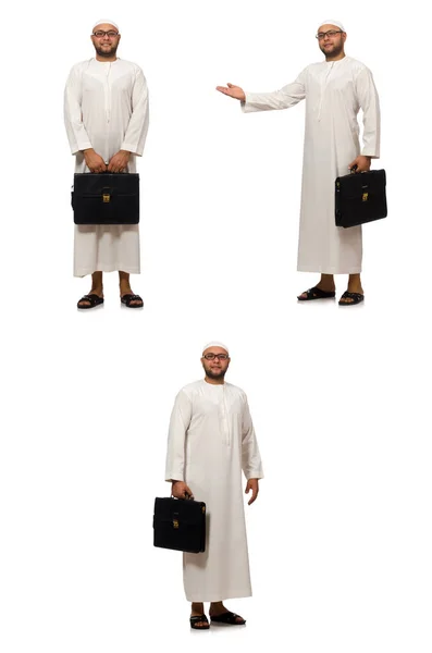 Koncept s arabským mužem izolované na bílém — Stock fotografie