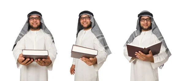 Concept avec homme arabe isolé sur blanc — Photo