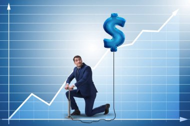 Dolar işareti iş kavramı içinde pompalama işadamı