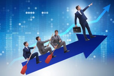 İş adamı iş konseptinde çizelgede