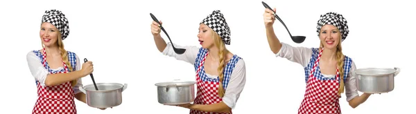 Woman cook isolated on the white background — Stock Photo, Image