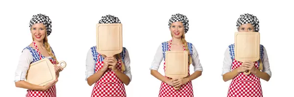 Femme cuisinier isolé sur le fond blanc — Photo