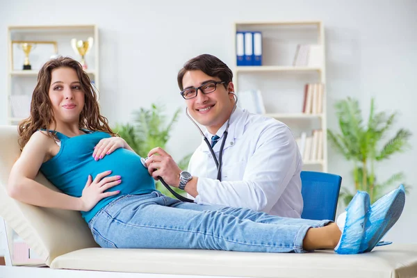 Médico examinando paciente embarazada en el hospital —  Fotos de Stock