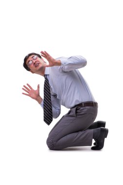 Beyaz arka planda izole iş adamı