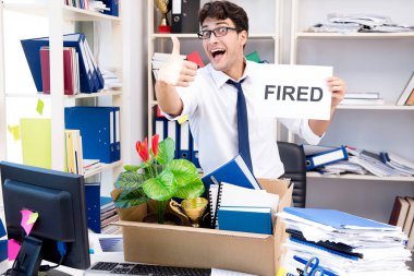 Employee being fired from work made redundant clipart