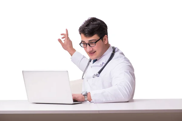 Doctor in telemediine mhealth concept on white — Stock Photo, Image