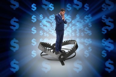 Businessman being trapped by dollar clipart