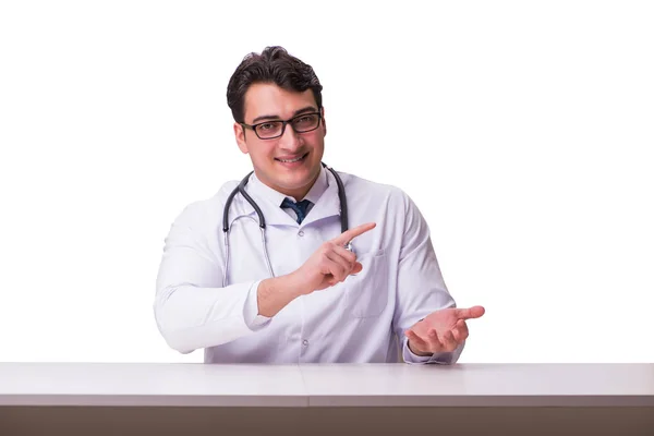 Jovem médico masculino isolado em fundo branco — Fotografia de Stock