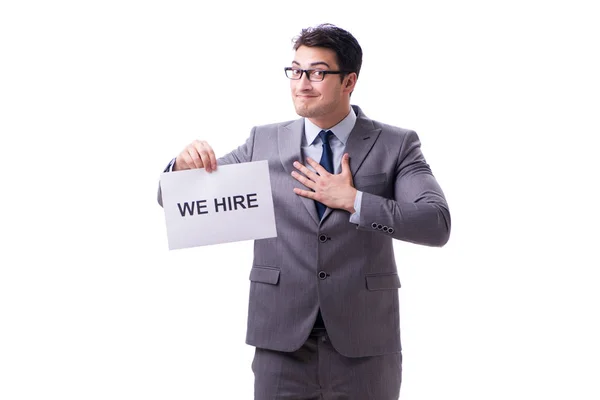 Empresário no conceito de recrutamento isolado em fundo branco — Fotografia de Stock