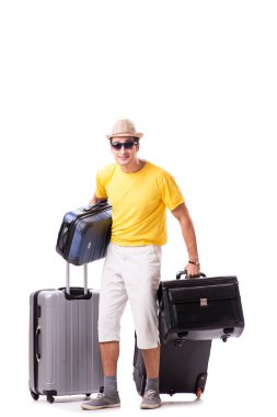 Mutlu genç adam yaz tatiline çıkıyor.