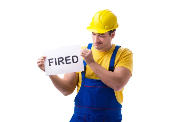 Repairman fired from his job isolated on white — Stock Photo, Image