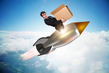 Hızlı teslimat servisinde iş adamı.