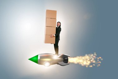 Hızlı teslimat servisinde iş adamı.