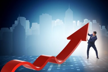 Ekonomideki büyümeyi destekleyen işadamı grafikte