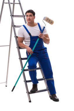 Genç ressam müteahhiti beyaz arka planda izole edildi