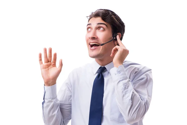 Man met koptelefoon geïsoleerd op witte achtergrond — Stockfoto