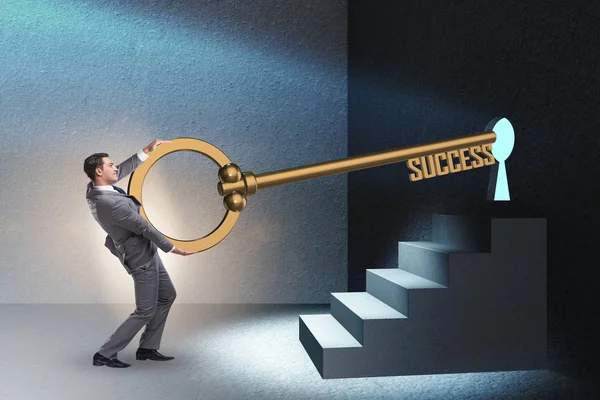 Empresários no conceito de sucesso de negócios com chave — Fotografia de Stock