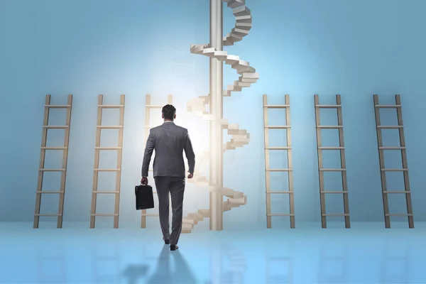 Career progression concept with ladders and staircase — Stock Photo, Image