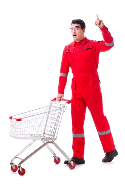 Repairman with shopping cart in industrial procurement concept — Stock Photo, Image