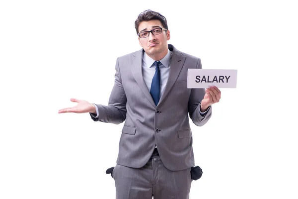 Empresario pidiendo aumento salarial aislado en fondo blanco — Foto de Stock