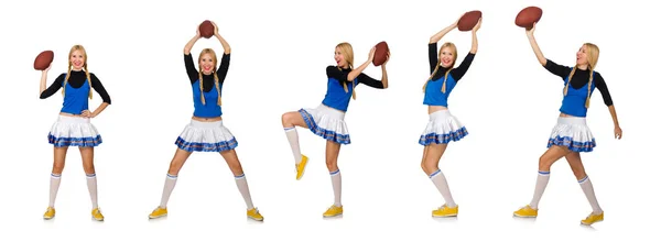Woman cheerleader isolated on the white — Stock Photo, Image