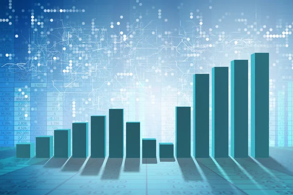 Groeiende staafdiagrammen in economisch herstel concept - 3d rendering — Stockfoto