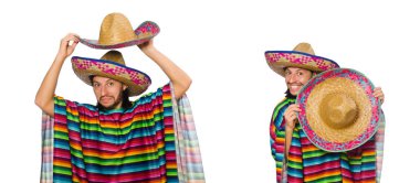 Beyaz pançolu yakışıklı adam izole edilmiş.