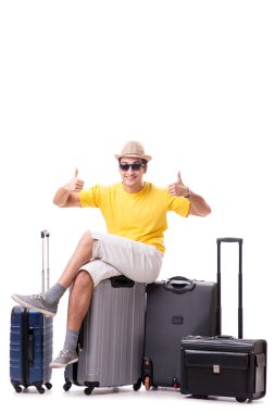 Mutlu genç adam yaz tatiline çıkıyor.