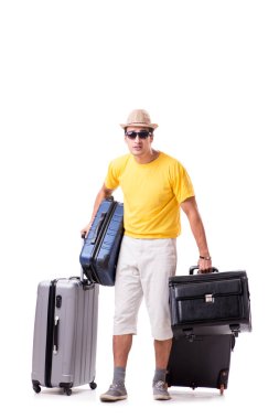 Mutlu genç adam yaz tatiline çıkıyor.