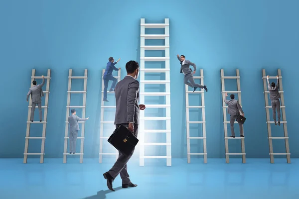 さまざまなはしごでキャリアアップの概念 — ストック写真