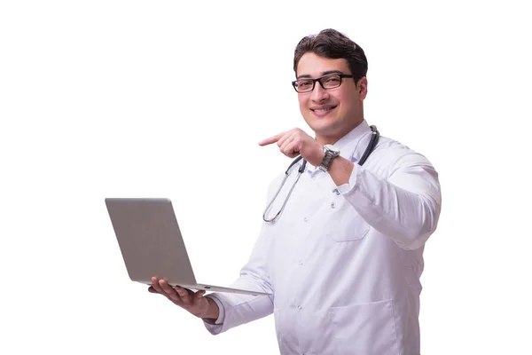 Doctor in telemediine mhealth concept on white — Stock Photo, Image