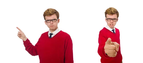 Étudiant isolé sur blanc — Photo