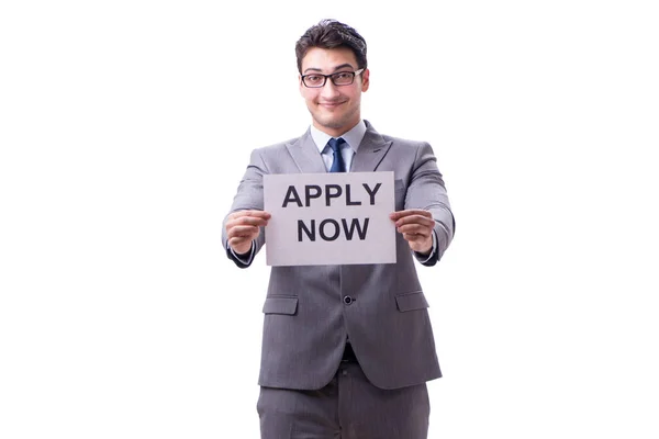 Empresário no conceito de recrutamento isolado em fundo branco — Fotografia de Stock