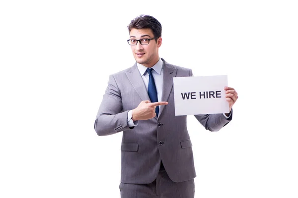 Empresário no conceito de recrutamento isolado em fundo branco — Fotografia de Stock