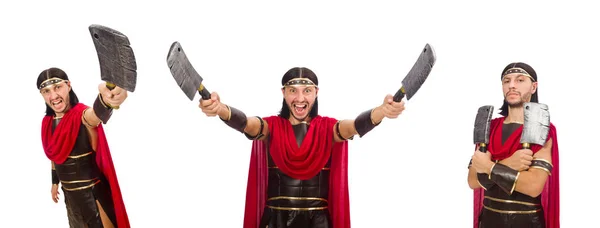 Gladiator mit Spalter isoliert auf weiß — Stockfoto