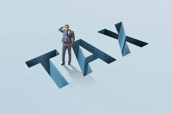 Biznesmen w podatkowych, finansowych i biznesowych koncepcji — Zdjęcie stockowe