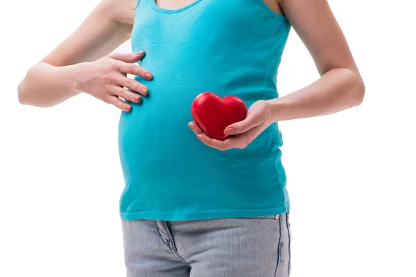 Zwangere vrouw geïsoleerd op witte achtergrond — Stockfoto