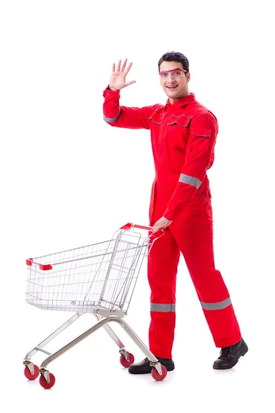Repairman with shopping cart in industrial procurement concept — Stock Photo, Image