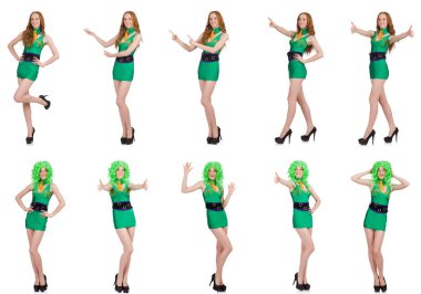 Beyazlar içinde soyutlanmış güzel bir kız.