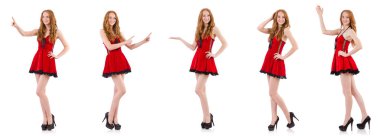 Sanal düğmeye basan kadın beyazda izole edildi