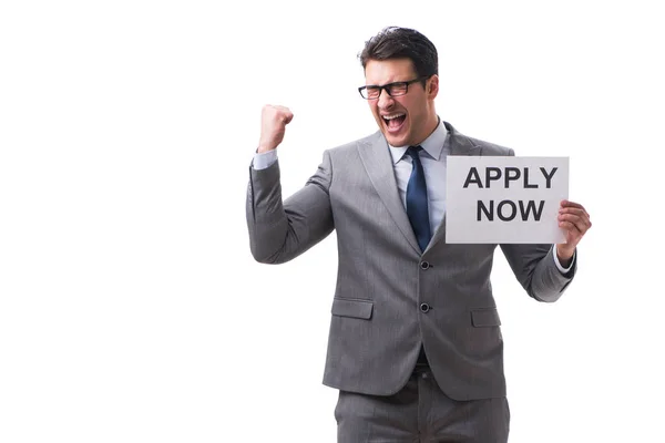 Empresário no conceito de recrutamento isolado em fundo branco — Fotografia de Stock