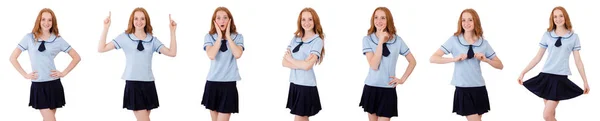 Schoolgirl isolated on the white — Stock Photo, Image