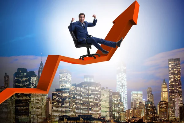 Empresário no conceito de crescimento económico — Fotografia de Stock